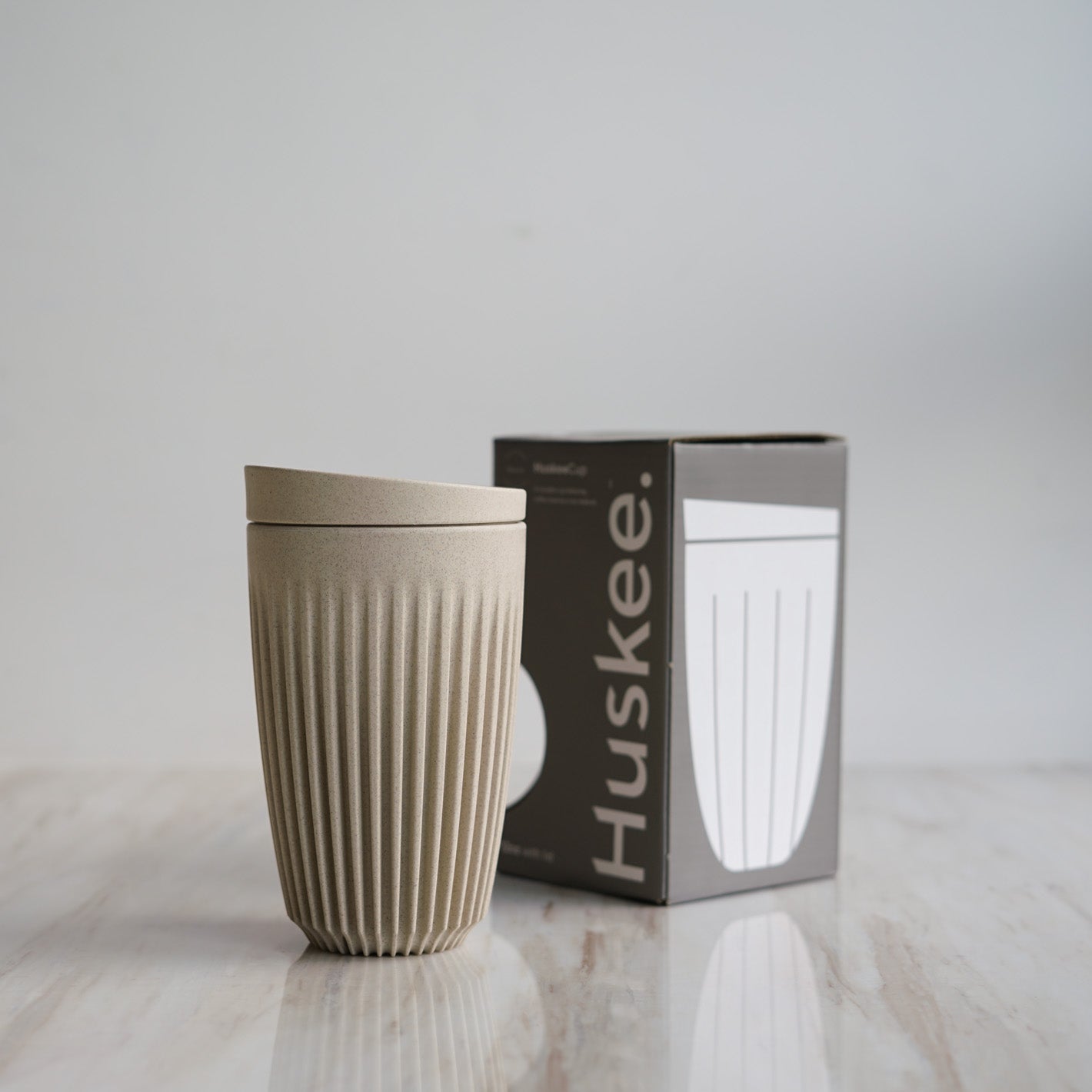 Huskee Cup - Natural with lid 12oz
